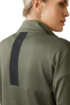 Hot ariat Breathe 1/2 Zip Genser for kvinner BeetleKhakiGreen