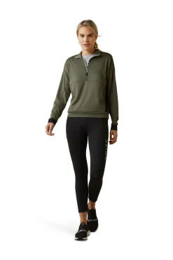 Hot ariat Breathe 1/2 Zip Genser for kvinner BeetleKhakiGreen