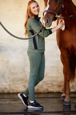 Hot ariat Breathe 1/2 Zip Genser for kvinner BeetleKhakiGreen