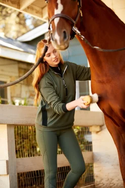 Hot ariat Breathe 1/2 Zip Genser for kvinner BeetleKhakiGreen