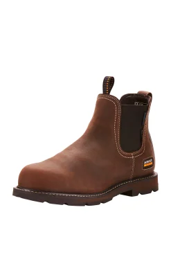 Clearance ariat Groundbreaker Chelsea vanntett ståltå arbeidsstøvel for menn DarkBrown