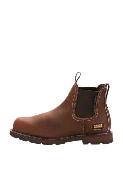Clearance ariat Groundbreaker Chelsea vanntett ståltå arbeidsstøvel for menn DarkBrown