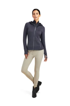 Clearance ariat Lumina hettegenser med hel glidelås til dame Ebonydarkgrey