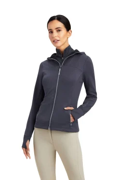 Clearance ariat Lumina hettegenser med hel glidelås til dame Ebonydarkgrey