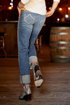 Outlet ariat REAL Stretch Icon rette jeans, dame DenimBlue