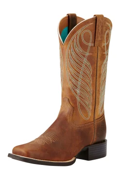 New ariat Round Up Wide Square Toe dames westernstøvler Brown