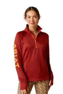 Clearance ariat Tek Team sweatshirt med 1/2 glidelås, dame FiredBrick
