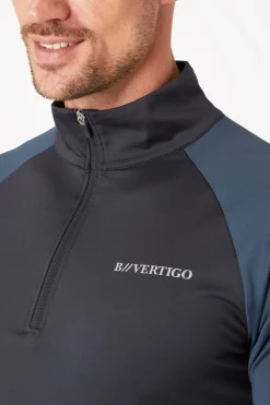 Hot bvertigo B Vertigo Edmund treningsskjorte med glidelås til herre DarkNavy/OmbreBlue