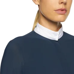 Outlet cavalleriatoscana Cavalleria Toscana Embroidery stevneskjorte med lange ermer for kvinner Blue