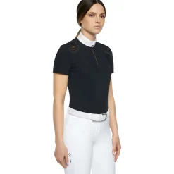 cavalleriatoscana Cavalleria Toscana R-Evo Epaulet Shortsleeve Zip Polo Black