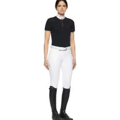 cavalleriatoscana Cavalleria Toscana R-Evo Epaulet Shortsleeve Zip Polo Black