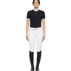 cavalleriatoscana Cavalleria Toscana R-Evo Epaulet Shortsleeve Zip Polo Black