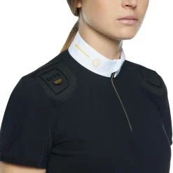 cavalleriatoscana Cavalleria Toscana R-Evo Epaulet Shortsleeve Zip Polo Black