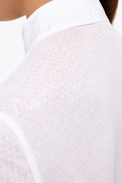 Best cavalleriatoscana Cavalleria Toscana stevneskjorte med lange ermer og folder for kvinner WH/AB