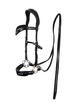 New fra F.R.A. Freedom Riding Articles Glory hodelag Hackamore med tøyler (system 2), svart Black