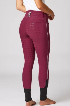 Best horze Helforsterkede ridebukser med kontrastbånd og høyt liv, dame RaspberryPink