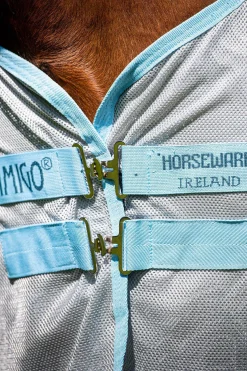 New horseware Amigo AmEco Bug Buster fluedekken med avtakbar nakkedel Silver/Blue
