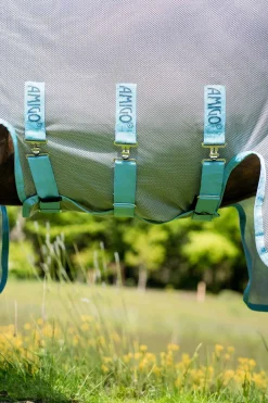 New horseware Amigo AmEco Bug Buster fluedekken med avtakbar nakkedel Silver/Blue