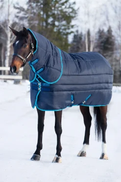 Hot horseware Amigo Insulator Plus Super Stalldekken med avtagbart hals, 550g Navy/ElectricBlue