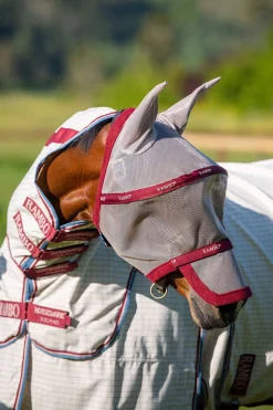 New horseware Rambo Plus fluemaske OatmealBrown/Red