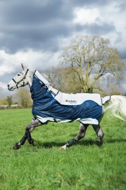 Discount horseware Rambo Summer Series utedekken med liner og avtakbar nakkedel, 100g Navy/Grey