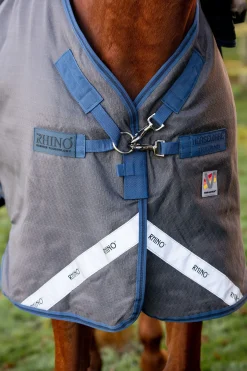 New horseware Rhino Plus HexSTOP Vari-Layer Beitedekken, 100g Grey/Indigo&Navy