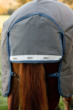 New horseware Rhino Plus HexSTOP Vari-Layer Beitedekken, 100g Grey/Indigo&Navy