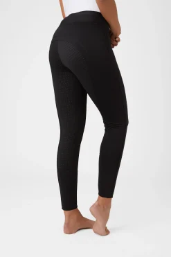 horze Active helforsterket vinterridetights med silikon, dame Black