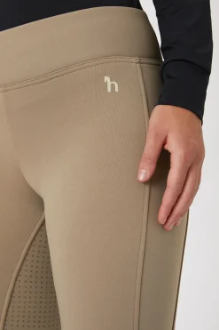 Discount horze Active helforsterkede ridetights til vinteren med fullgrip og telefonlomme DesertTaupeBeige