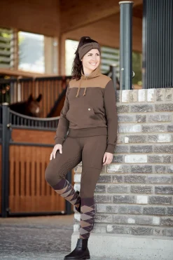 Hot horze Alana rutete vinter-ridestrømper FrenchRoastDarkBrown/Greige