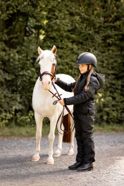 Outlet horze Annica JR Barnas vanntette polstrede overall Caviarblack