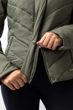 Clearance horze Aurora fôret parkas ridejakke med avtakbar skjorte til dame BeetleGreen