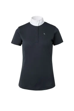 horze Blaire kortermet teknisk stevneskjorte til damer med nettingdetaljer LSF 30+ DarkNavy