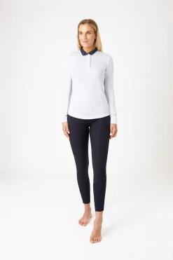 Hot horze Blaire langermet teknisk stevneskjorte til dame LSF 30+ White/DarkNavy