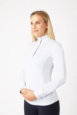 Hot horze Blaire langermet teknisk stevneskjorte til dame LSF 30+ White/DarkNavy