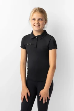 Discount horze Denise funksjonell kortermet poloskjorte, barn DarkNavy