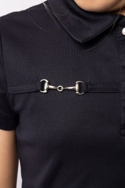 Discount horze Denise funksjonell kortermet poloskjorte, barn DarkNavy