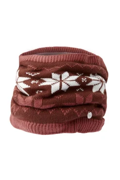 Clearance horze Emily strikket tubeskjerf med fleecefôr RumRaisinBrown/MarsalaRed