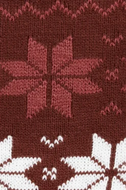 Clearance horze Emily strikket tubeskjerf med fleecefôr RumRaisinBrown/MarsalaRed