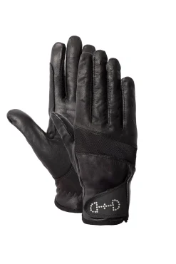 Discount horze hansker med lær og netting, dame Black