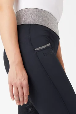 Discount horze helforsterket ridetights med silikon og glitterlinning, dame DB/AB