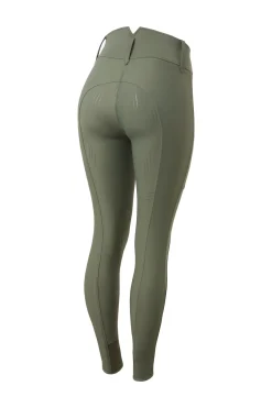 Outlet horze Indira helforsterkede ridebukser med høyt liv til dame KhakiGr&oslash;nn