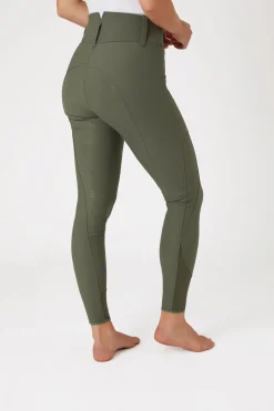 Outlet horze Indira helforsterkede ridebukser med høyt liv til dame KhakiGr&oslash;nn