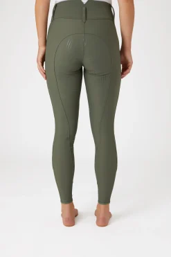 Outlet horze Indira helforsterkede ridebukser med høyt liv til dame KhakiGr&oslash;nn