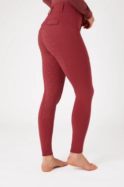 Clearance horze Ingrid helforsterkede vinter-ridebukser med høyt liv til dame MerlotWineRed