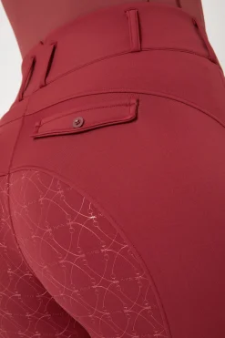 Clearance horze Ingrid helforsterkede vinter-ridebukser med høyt liv til dame MerlotWineRed