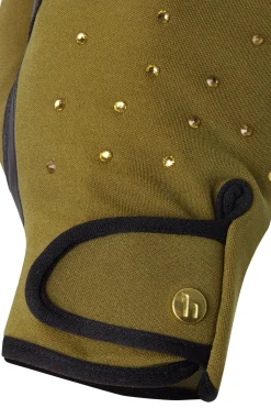 Outlet horze Joana vinterhansker med pyntesteiner FirGreen