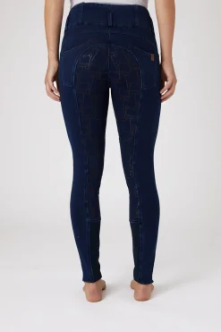 Discount horze Kacy helforsterket denim thermo ridebukse, dame DB/AB