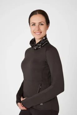 Discount horze Kaitlin funksjonell treningsskjorte med blomsterkrage, barn AfterDarkBrown