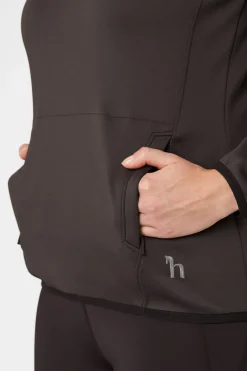 Discount horze Kaitlin funksjonell treningsskjorte med blomsterkrage, barn AfterDarkBrown